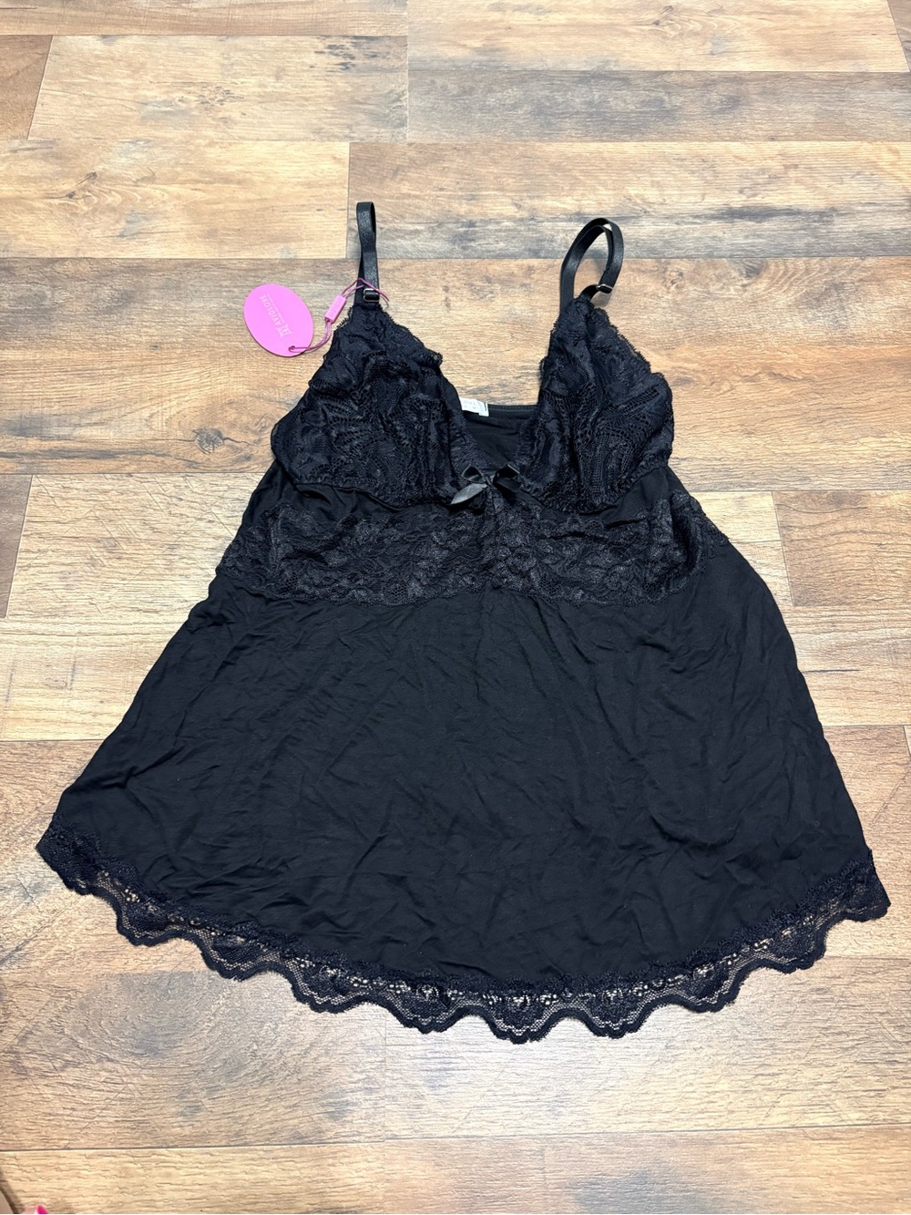 Black Lace Trim Chemise Nightdress - Women Intimates